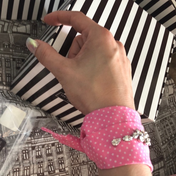 henri bendel Jewelry - Henri Bendel Pink Polka Dot Crystal Bracelet